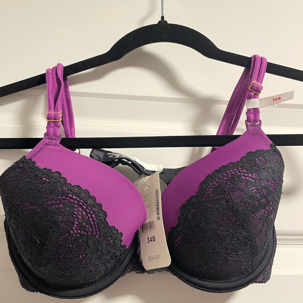 Elegant Black and Purple Lace nursing Bra